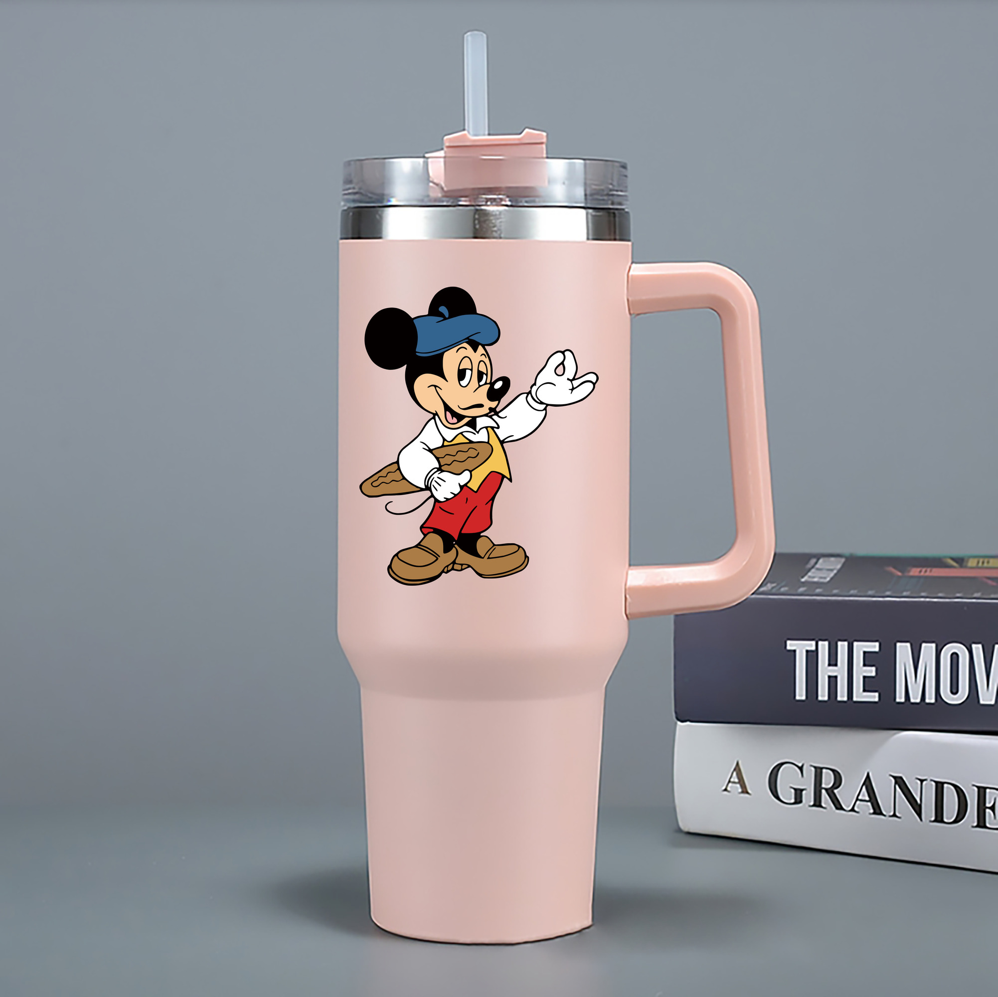 （画像用） ミッキーマウス Mickey Mouse 1200mL車用タンブラー - クリスタルステッカー（プラスチックストロー付き）